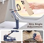 OMOTON TP02 Magnetic Phone Tripod Stand for Vlog Gym Kitchen Travel, Blue | Aluminum Phone Holder, Fit for iPhone 17 16 15 14 Series, Adjustable Foldable Rotating Office Essentials Accessories for Desk