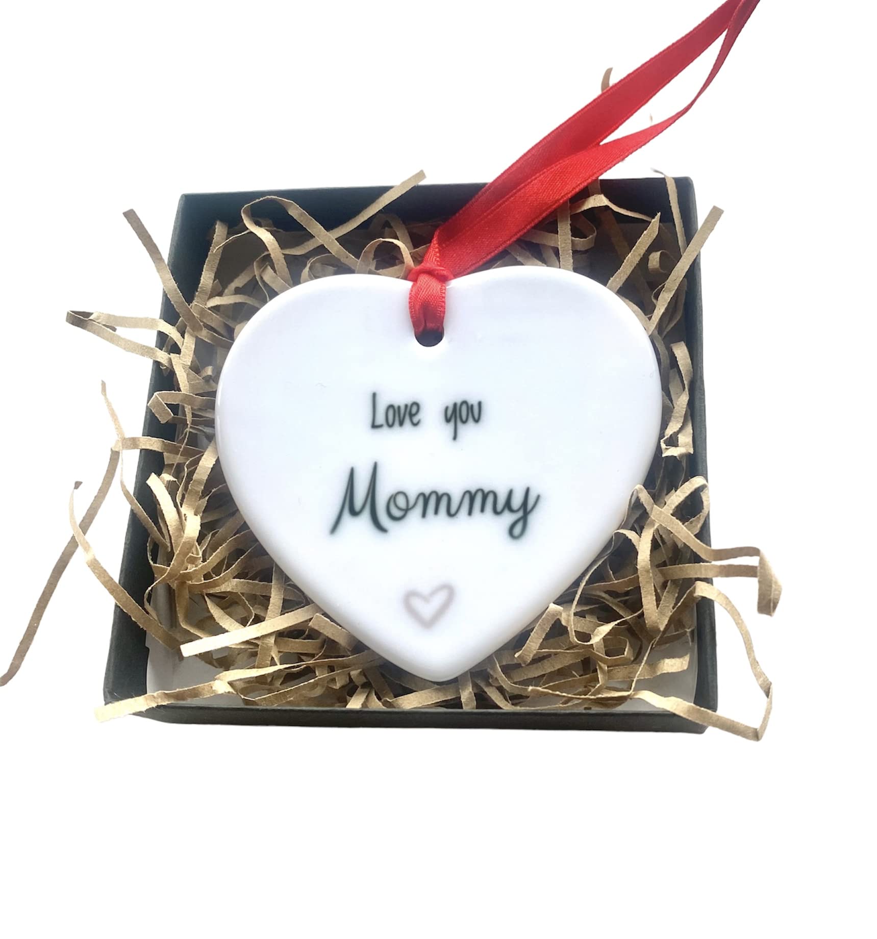 Love you Mommy, Handing Ceramic Heart Decoration, Birthday or Mother's Day