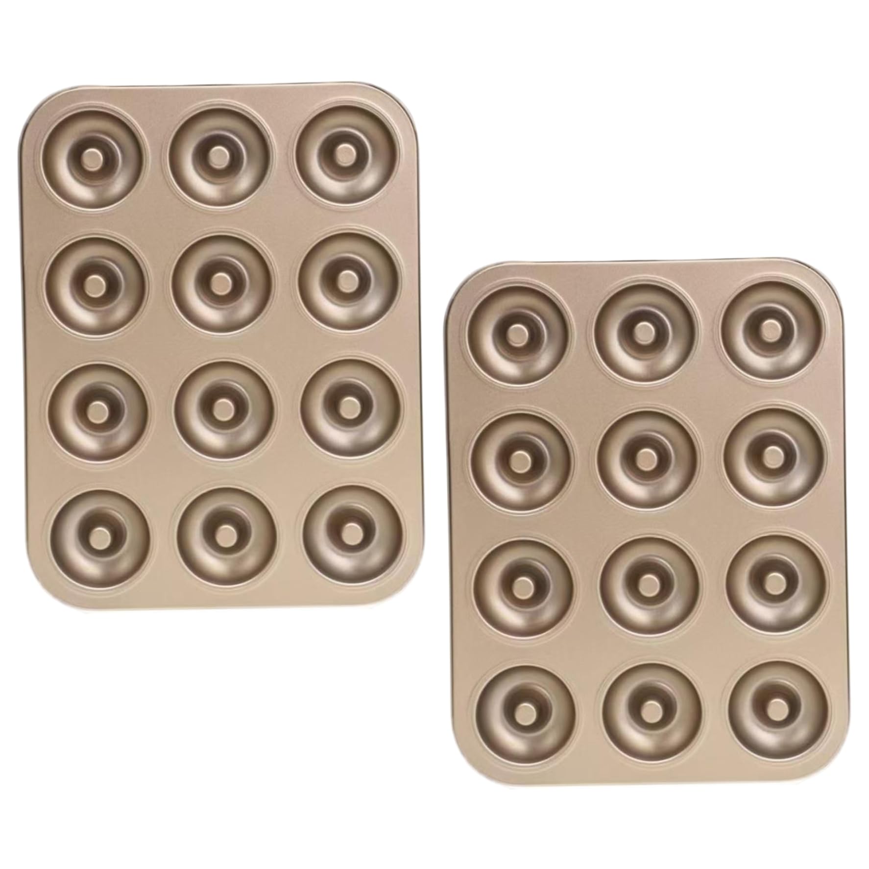 2 uds molde para rosquillas para hornear 12 cavidades antiadherente molde para rosquillas de calidad alimentaria apto para lavavajillas para postres, dorado
