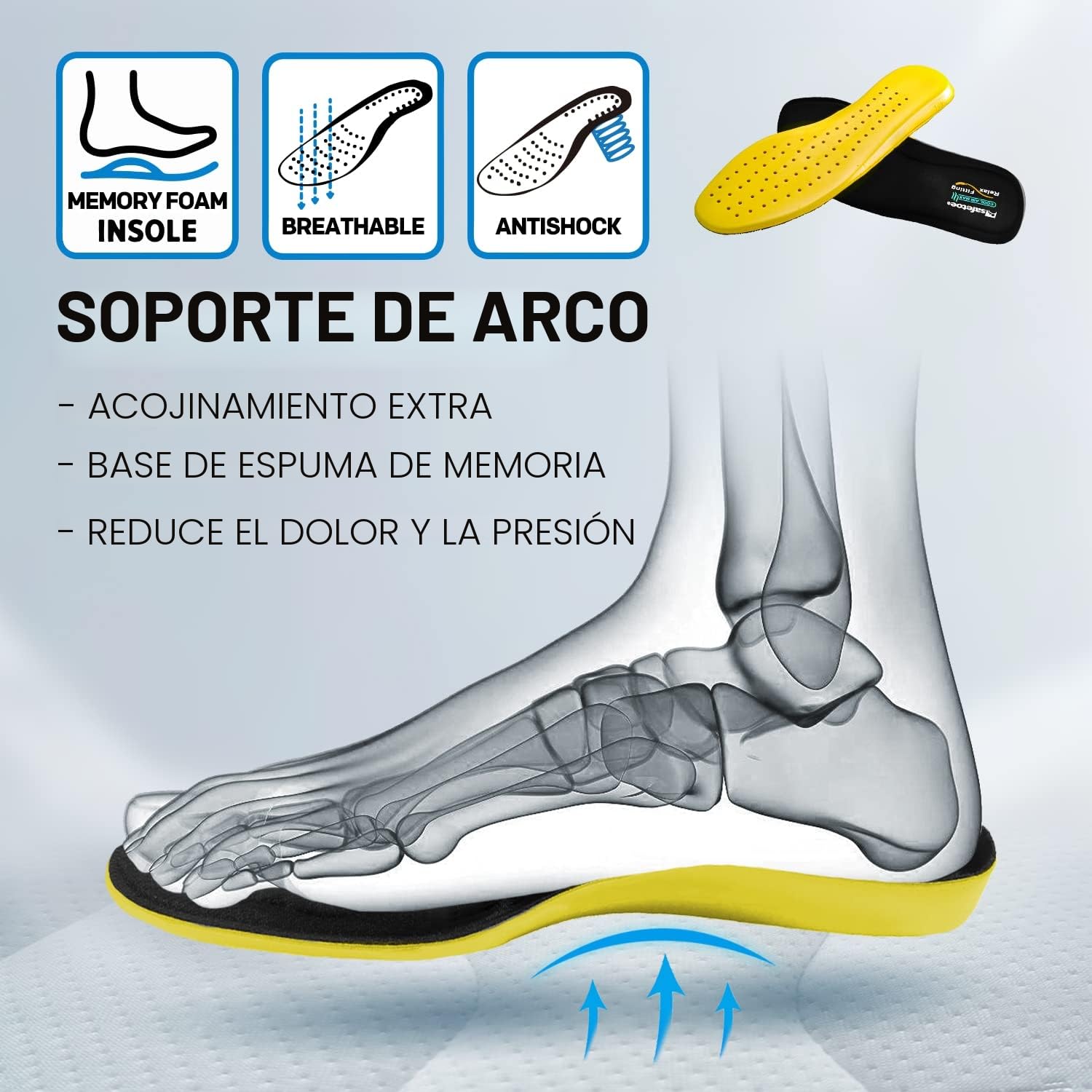 Safetoe Zapatos de Seguridad Hombres y Mujer, 7296YN Botas de Seguridad Tipo de Cuero Transpirable, Puntera de Material Punta de Acerol Ligeros Calzado, Zapatillas para Plantilla mas Comodas