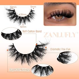 Mink Lashes Cat Eye Lashes Volume Fox Eye False Eyelashes Lashes Natural 6D D-Curly Volume Fake Eyelashes Soft Handmade Lashes that Look Like Extensions Lashes Pack
