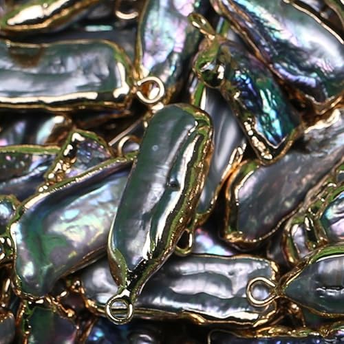 Miniatura 3 de 5 colgantes de perlas naturales verde púrpura Biwa perlas sueltas abalorios para hacer joyas, collares, pulseras DIY