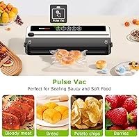 Vista 4 de Bonsenkitchen Vacuum Sealer Machine, Built-in Cutter Multifunctional Food Sealer for Sous Vide & Meal Prep, 5 Pre-Cut Bags, Silver-Black