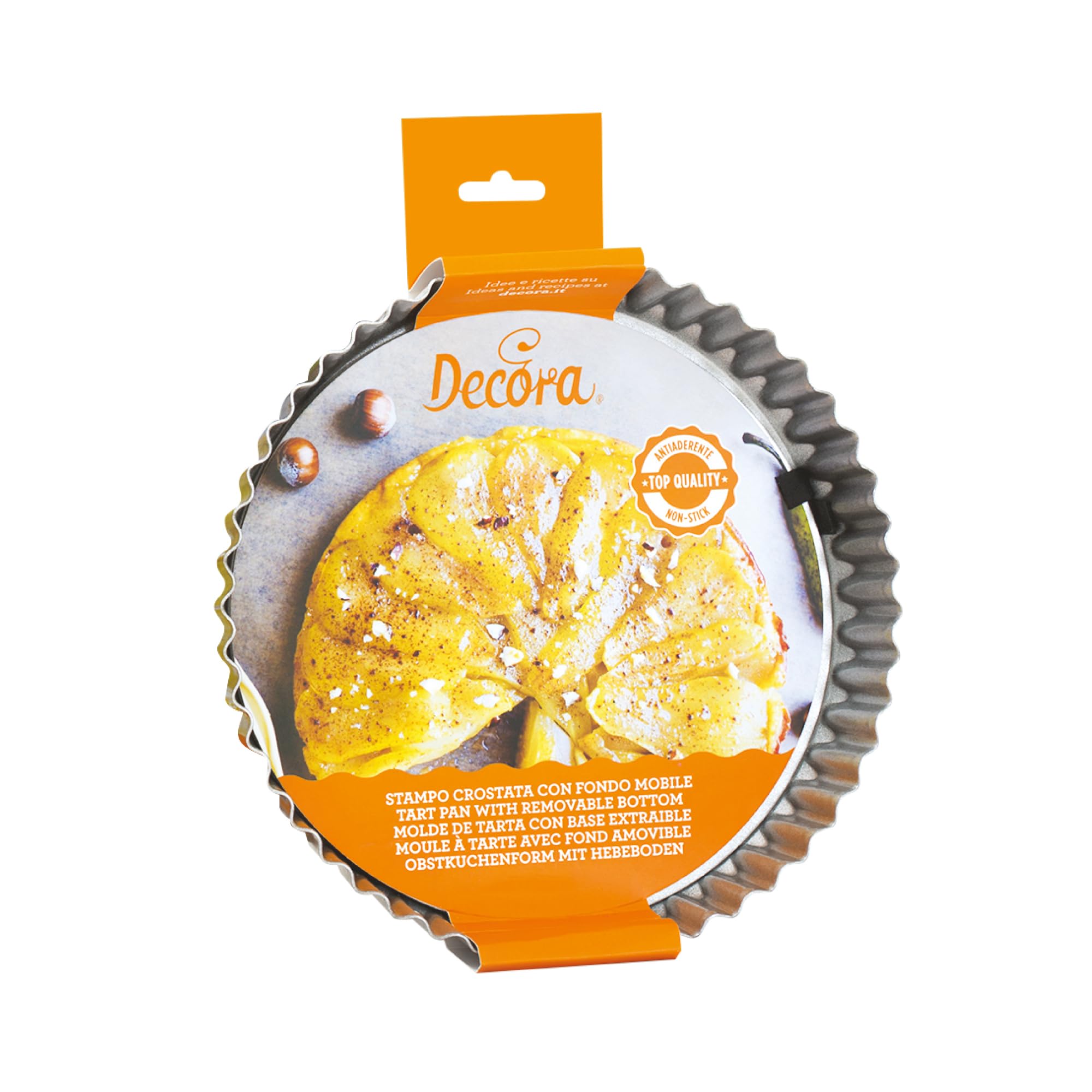 DECORA, 0070017 Stampo per Crostata con Fondo Mobile in Acciaio Antiaderente, Tonda Ø 30 X H 3,5 cm, Rende facile Sformare i Dolci, Design Professionale