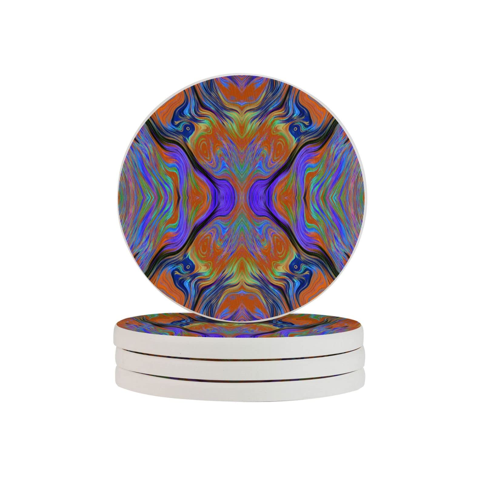 Lava Lamp Purple Orange Burnt Two Pieces Drink Coaster for Tabletop Protection Place Mats for Home Decor