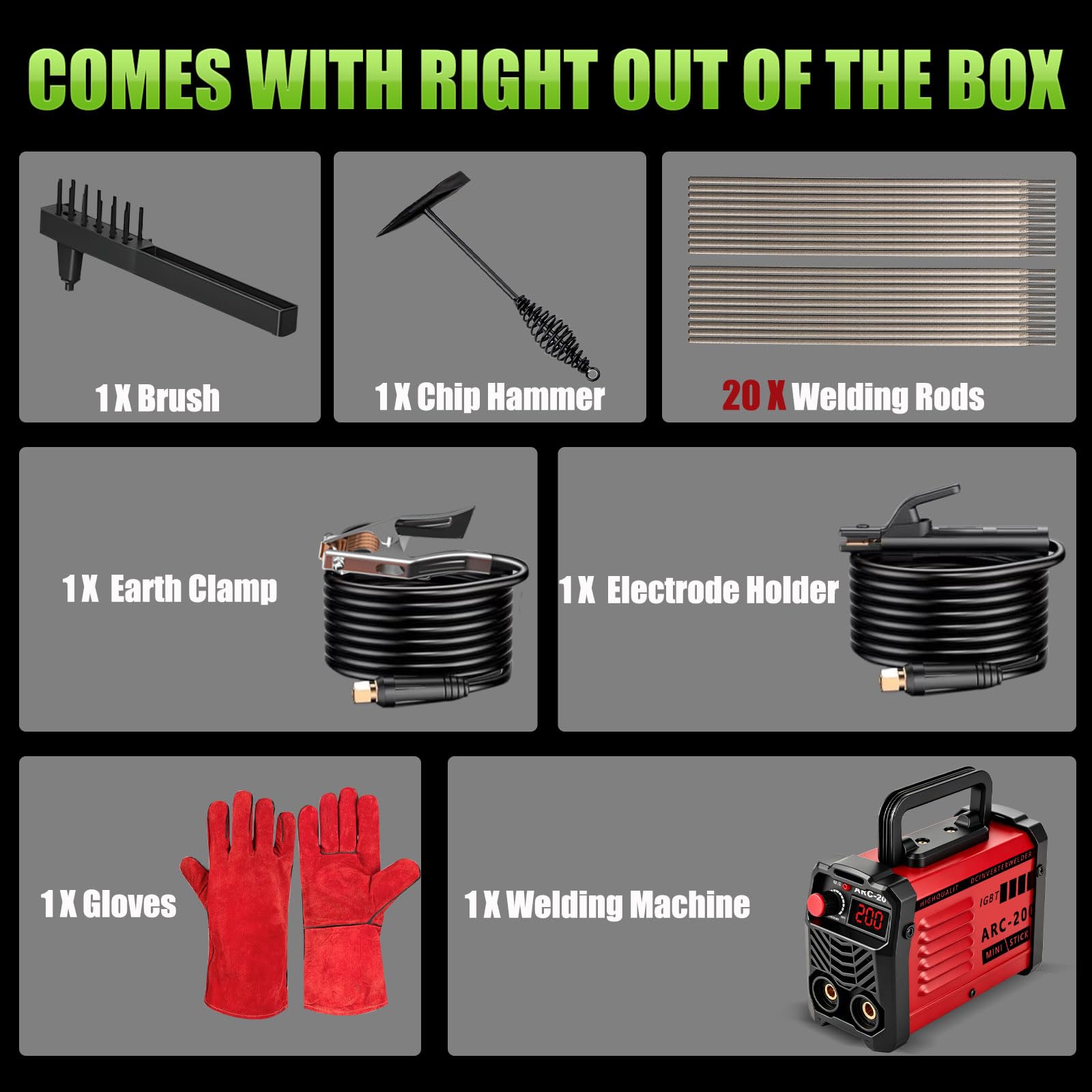 Hpoouo 200Amp Stick Welder - Portable & Compact -7