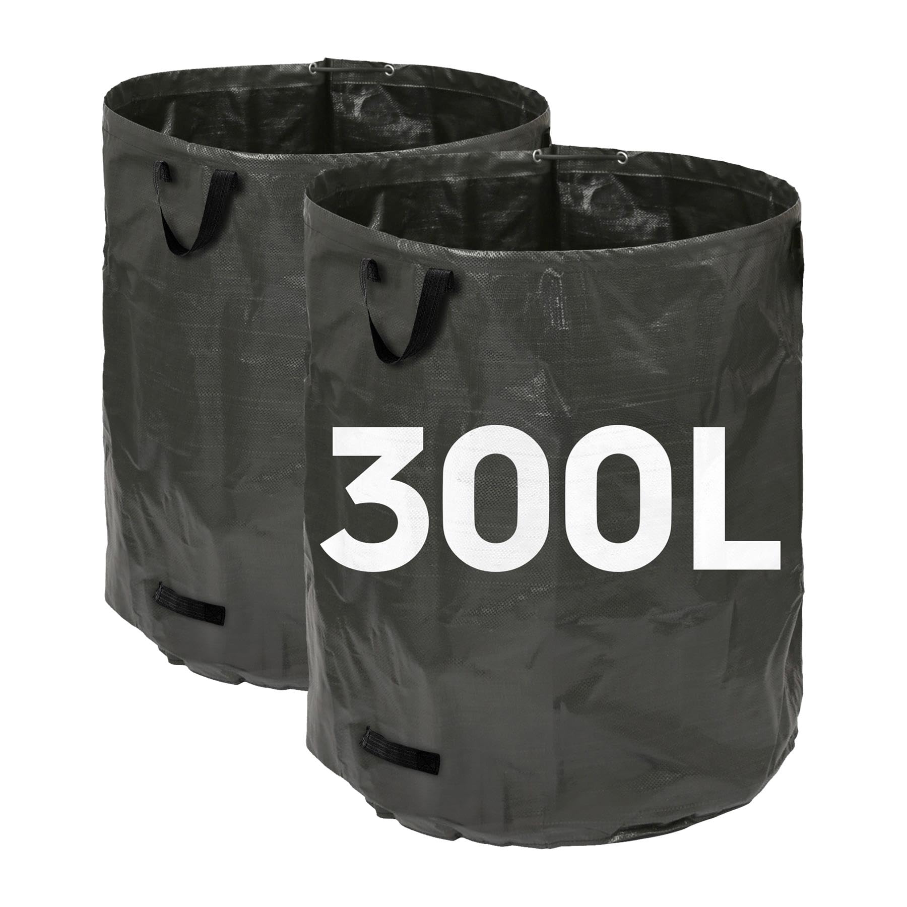 Harbour Housewares Black Garden Waste Bags With Handles - 300L X 2 Heavy Duty Garden Bag, Collapsible Recycling Green Bags Reusable Gardening Waste Sacks For Grass, Weeds, Compost, Leaves, Debris