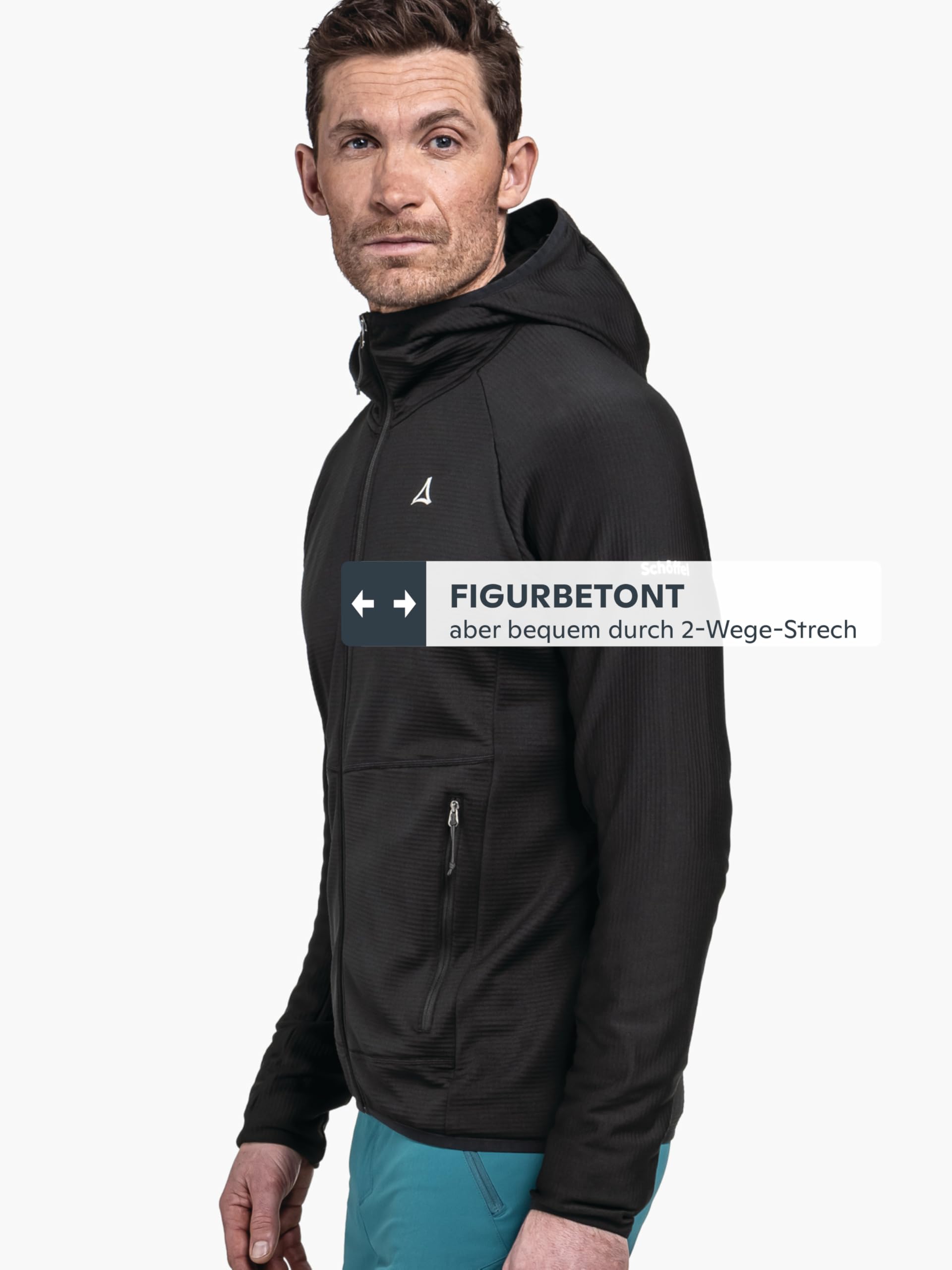 Schöffel Herren Fleece Hoody Style Cascata MNS, Fleecejacke mit Kapuze aus 2-Wege-Stretch, wärmende Outdoorjacke mit 2 Außentaschen