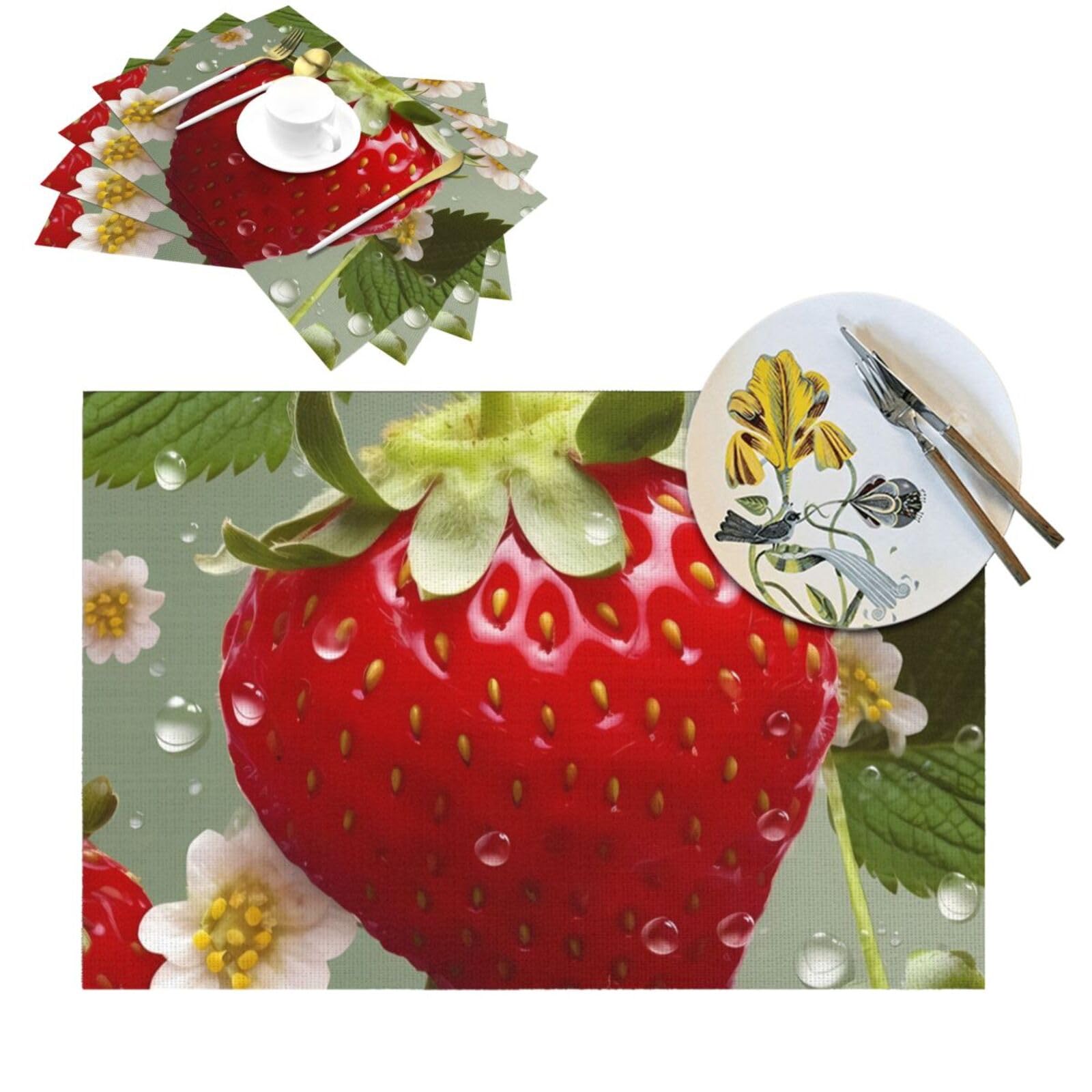 Sets de table en PVC tressé fraise pour des repas conviviaux en terrasse