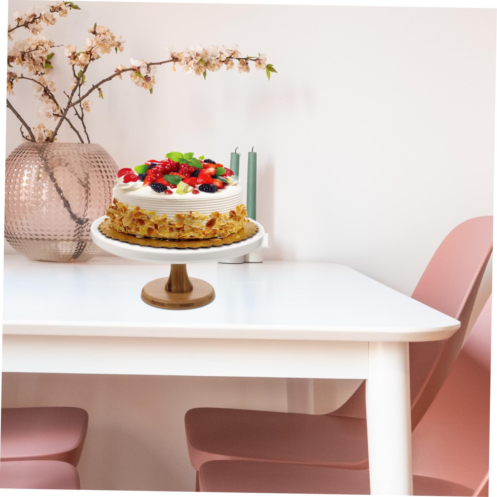Présentoir à Gâteaux sur Pied en Céramique, Petit Présentoir à Gâteaux Rond, pour Muffins et Desserts, Mariage, Anniversaire, Thé de L'après-midi