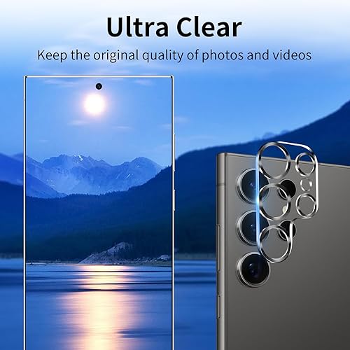 Miniatura 10 de Dengduoduo Paquete de 3 protector de lente de cámara para Samsung Galaxy S24 Ultra, protector de cámara de vidrio templado, Ultra HD, dureza 9H,