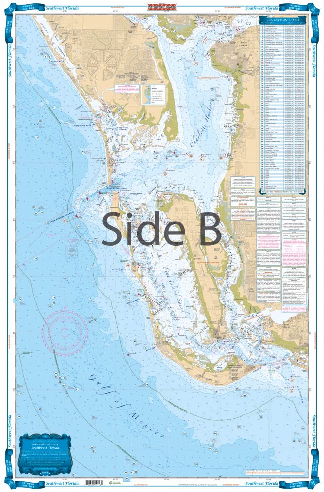 Western Florida Offshore Fish and Dive Chart Kit, 5 Charts Plus a Chart Tube, Easy-to-Read, Large Print, Waterproof Paper, Tear Resistant, Printed on two sides, 2 charts in 1, NOAA Charts