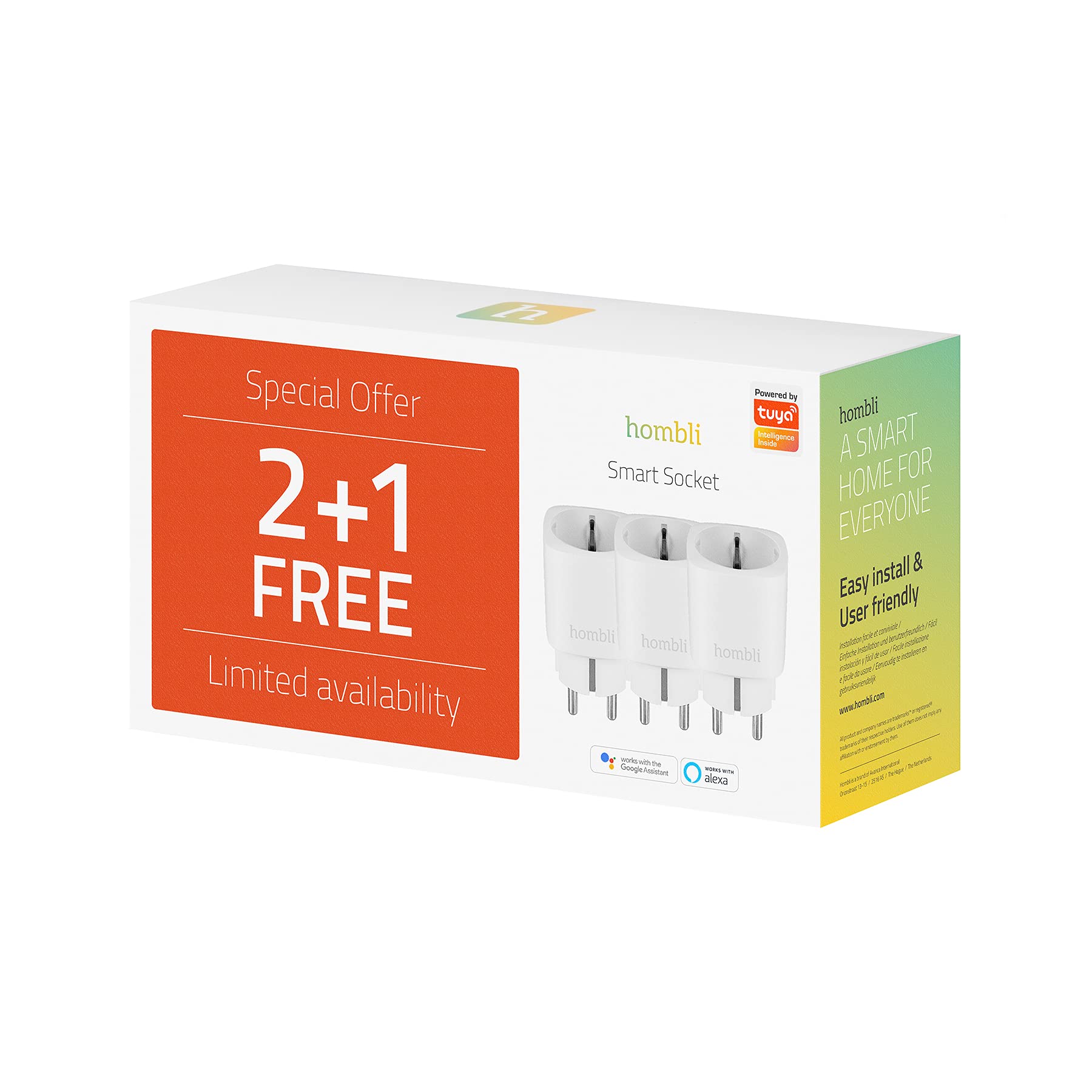 Hombli Enchufe Inteligente Programable con Wi-Fi para la Automatización de Dispositivos Medición de Energía | Compatible con Amazon Alexa y Google | Control Remoto a través de la App Gratuita Hombli