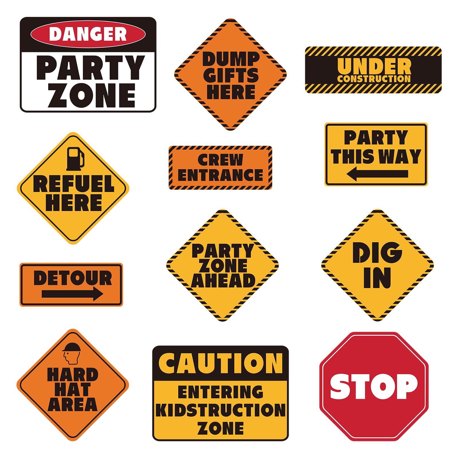 Construction Zone Party Decorations, Traffic Sign Cutouts for Boys Kids Birthday Party Construction Theme Party Supplies, Construction Birthday Party Supplies Signs by BRT Bearingshui