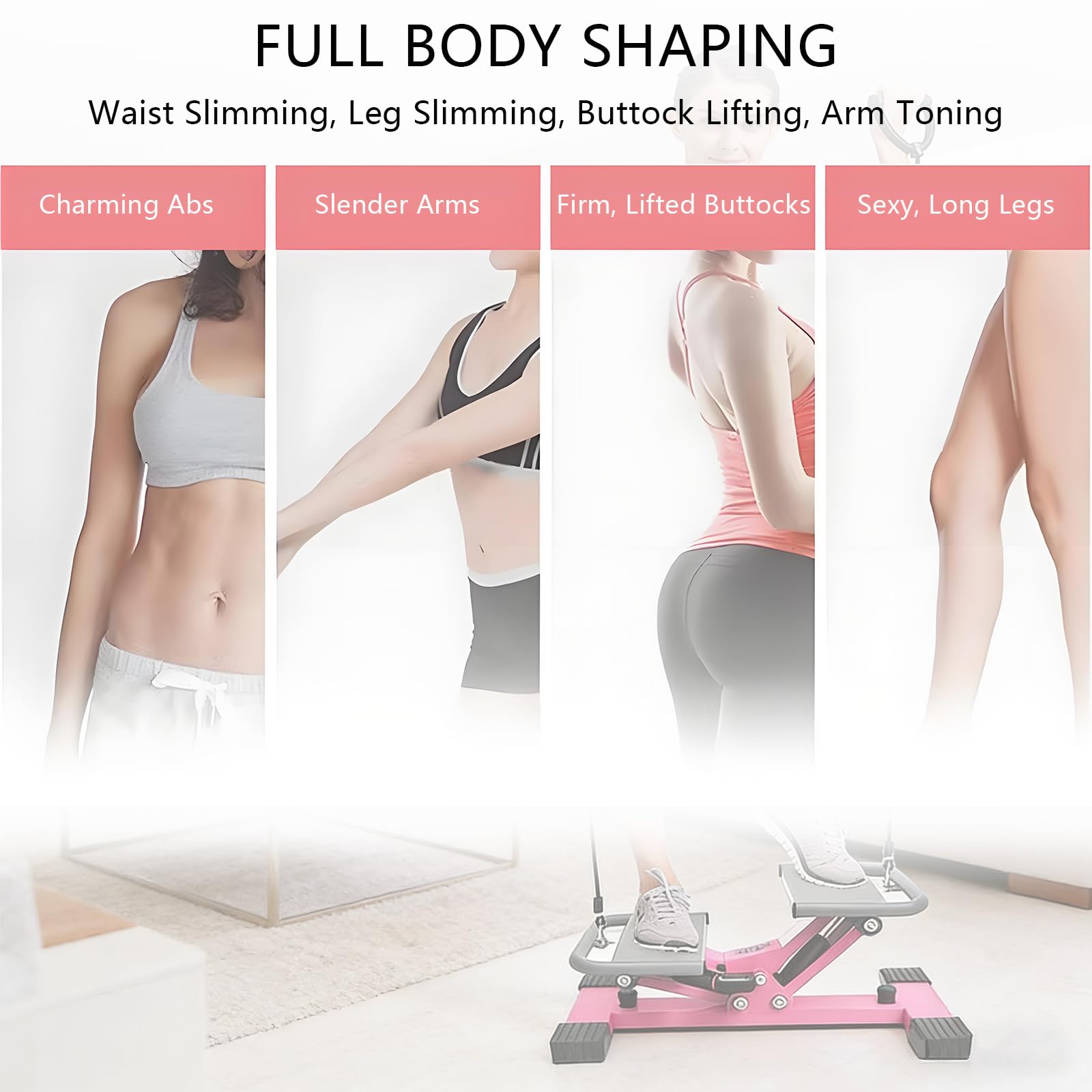 JSDMBD Stepper Fitness Casa Pedana Vibrante Meccanismo di pedalata a V, display LED multifunzionale, asta idraulica, piccolo attrezzo fitness per dimagrire le gambe, per uomini e donne