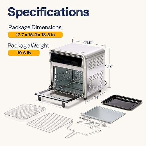 Miniatura 7 de VIVOHOME Combo de horno tostador de freidora de aire de 21 cuartos de galón, encimera de horno de convección 8 en 1 con asador y deshidratador,