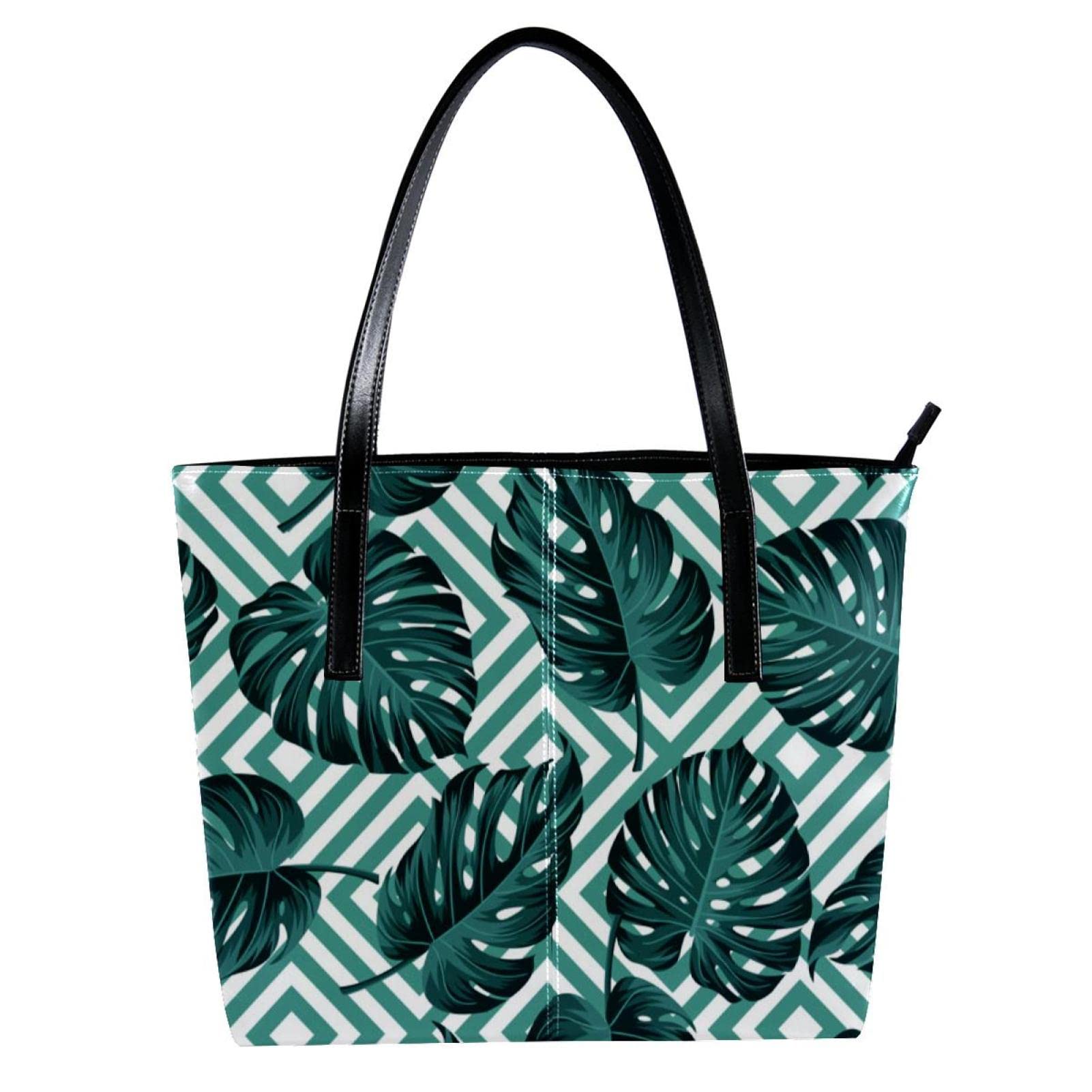 Bolso de hombro ligero casual para la escuela, bolso de mano para profesores, bolso de mano con patrón de hojas tropicales, diseño geométrico, Varios colores
