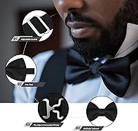 Vista 4 de ULEEMARK Suspenders for Men Adjustable Buckle with Mens Suspenders Strong Clip, Elastic Y Shape Suspenders and Bow Tie Set