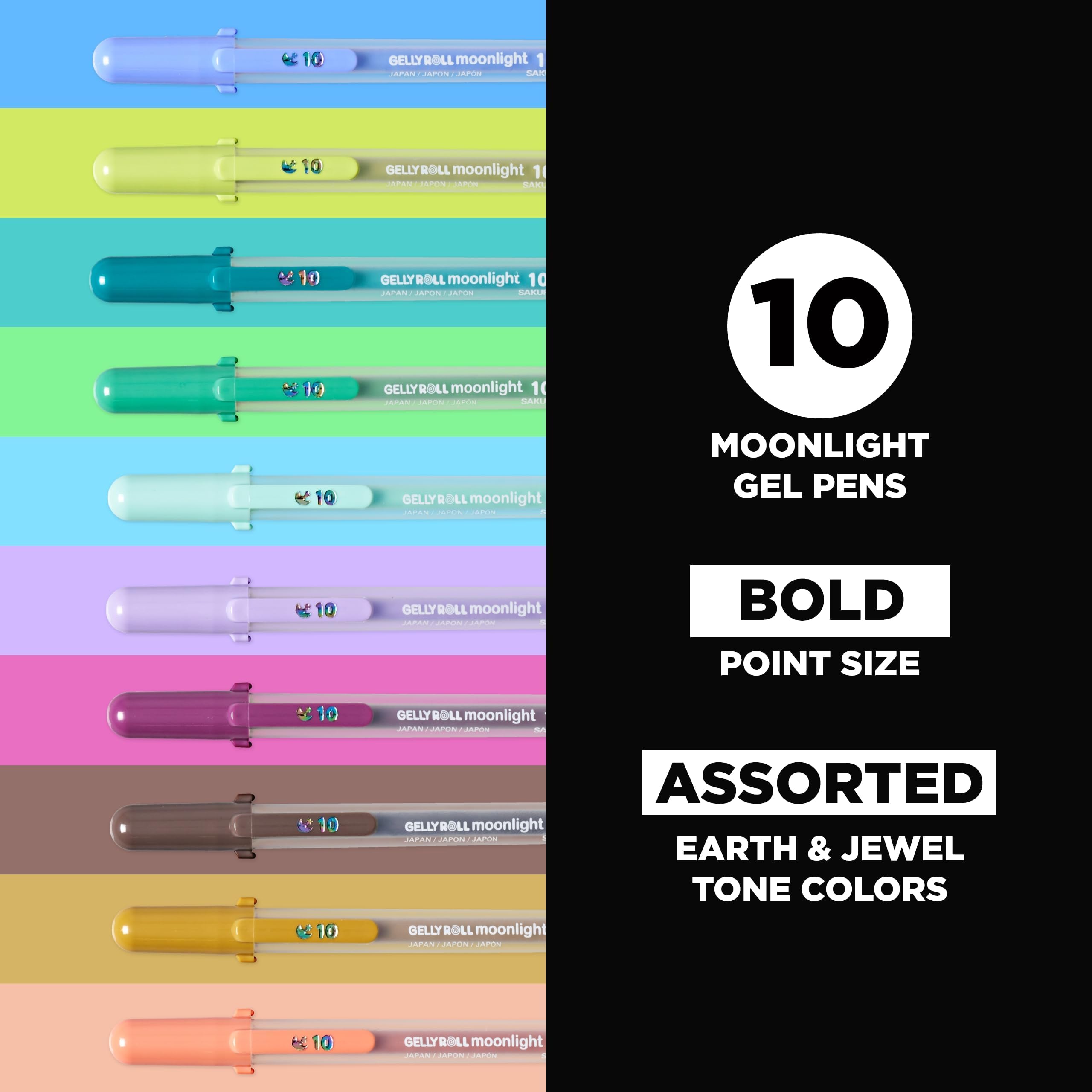 Sakura Gelly Roll Moonlight - 10 bolígrafos de gel, surtido, línea audaz, paquete de 10