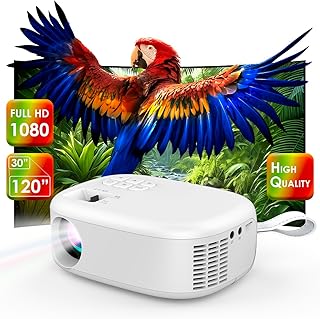 NK Mini Proyector Portátil Soporte 1080P (Tamaño 30"-120") - Alta Resolución LED, Altavoz Integrado, Entrada USB, HDMI, AV, Auricular, Compatible Móvil, Tablets, PC, PS4, PS5 y TV Stick