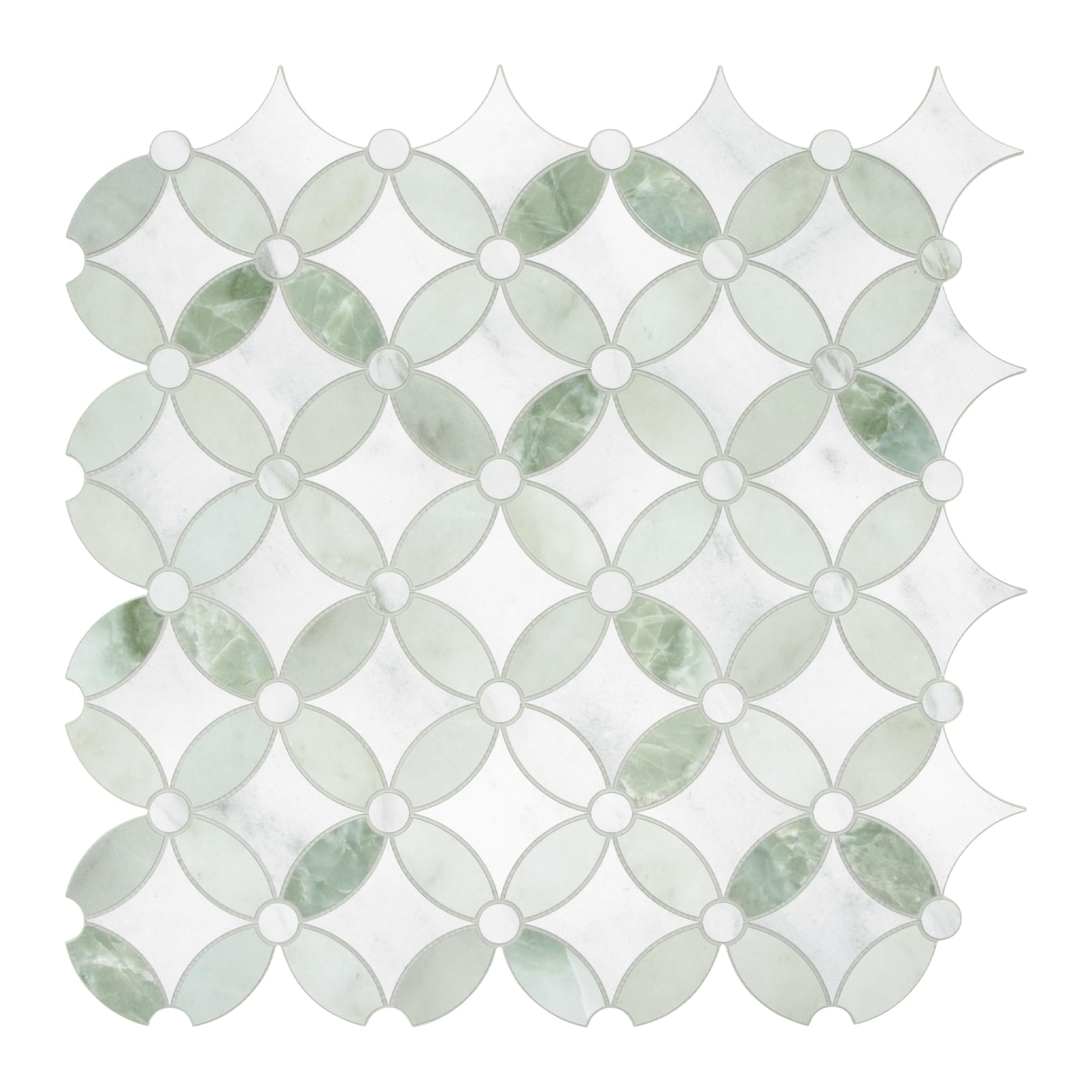 SUNWINGS 10-Sheet Peel and Stick Backsplash Coin Waterjet Tile, 11.2" x 11.2" Green Marble Looks Self Adhesive Wall Tile Stick on Backsplash for Kitchen, Bathroom, Fireplace, Shower