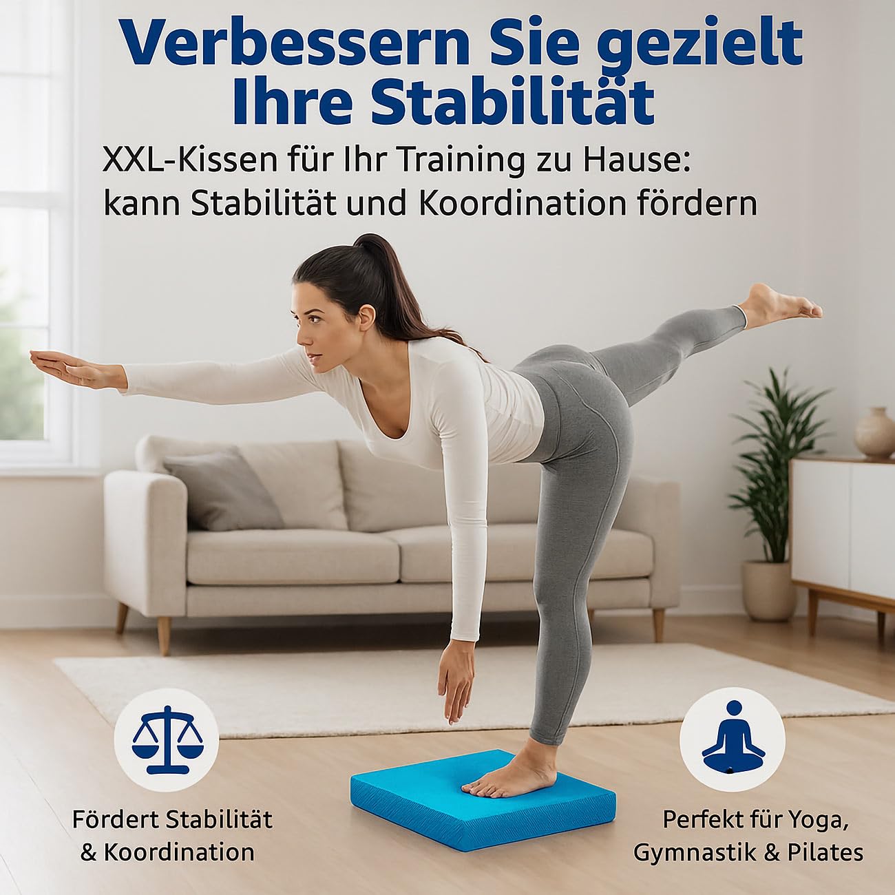 Newgen Medicals Balancekissen: XXL-Balance-Pad für Stabilitäts- und Koordinations-Übungen, 48 x 38 cm (Balance Board, Fitness-Kissen, Studio)