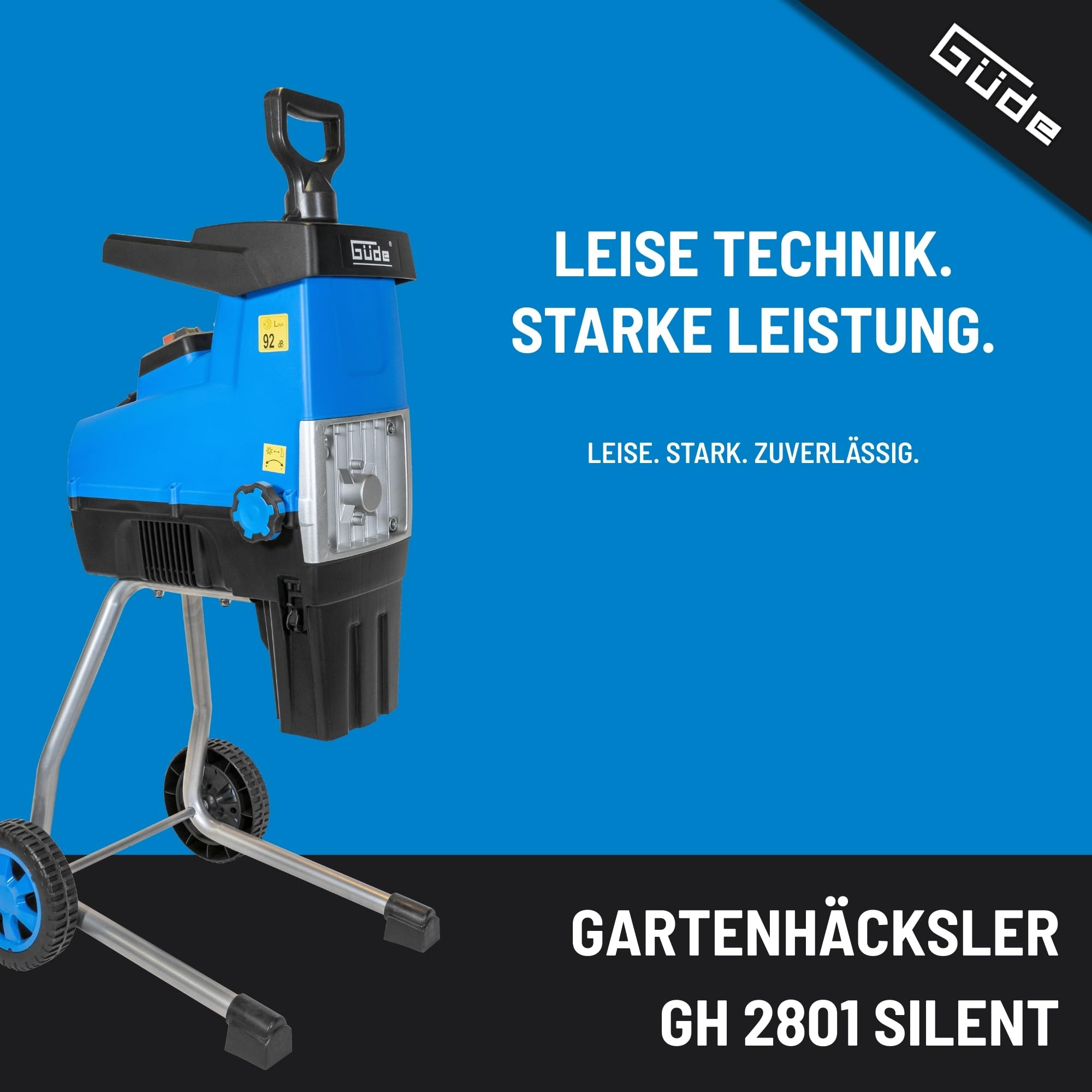 Güde Gartenhäcksler GH 2801 SILENT 2800 W 44 mm Walzentechnik 30 l Fangsack
