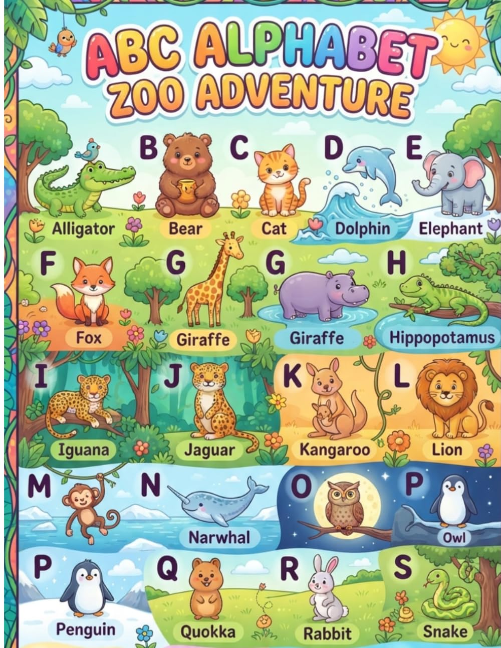 Learn the Alphabet with Zoo Animals: A to Z Zoo Animals Coloring Book