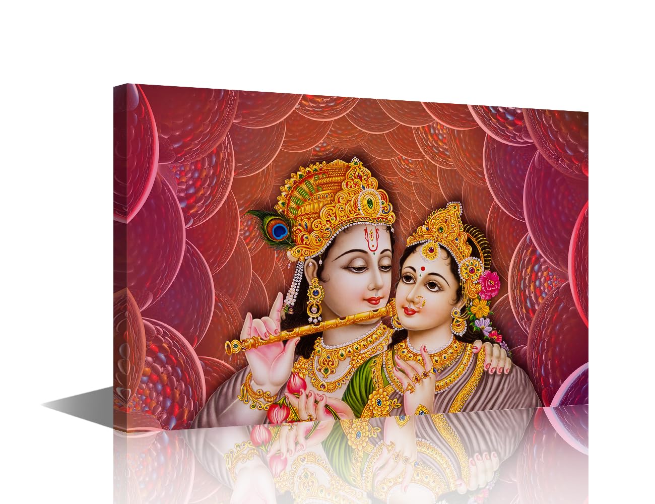 TISHIRON 1 Panel Canvas Art Wall Decor Radha Krishna Bedroom Wall Art Pictures for Living Room India Religious Culture Wall Painting Modern Wall Art Stretched and Framed Ready to Hang 12" Wx18 H โ image 1