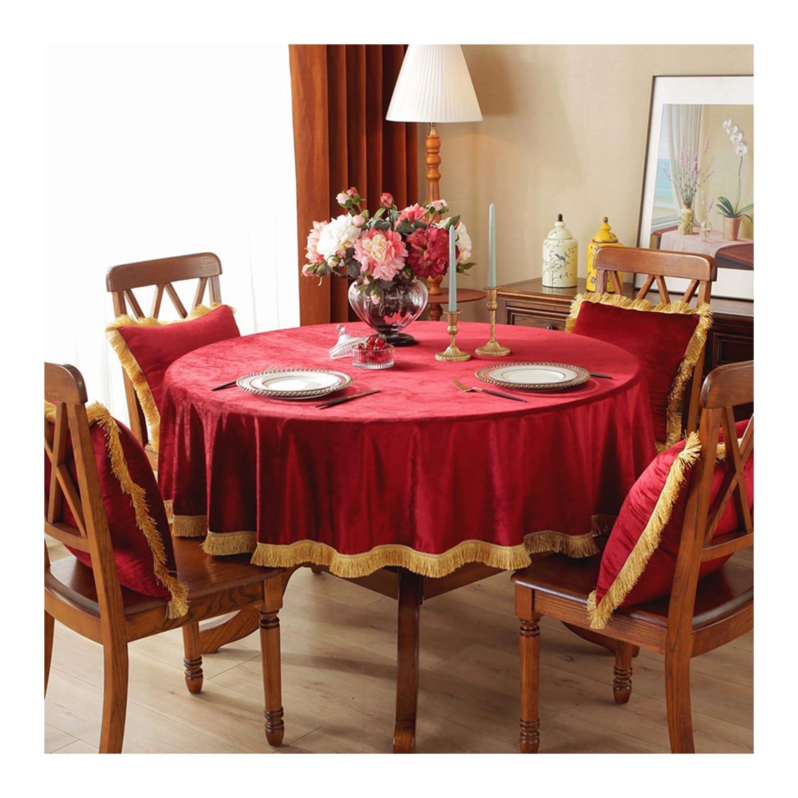 Nappe de table anti-tache en velours rouge pour protéger vos meubles avec style