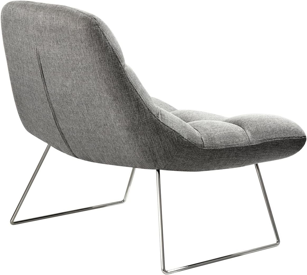 Adesso Bartlett, Accent Chair, Light Grey Soft Textured Fabric, Brushed steel leg frame