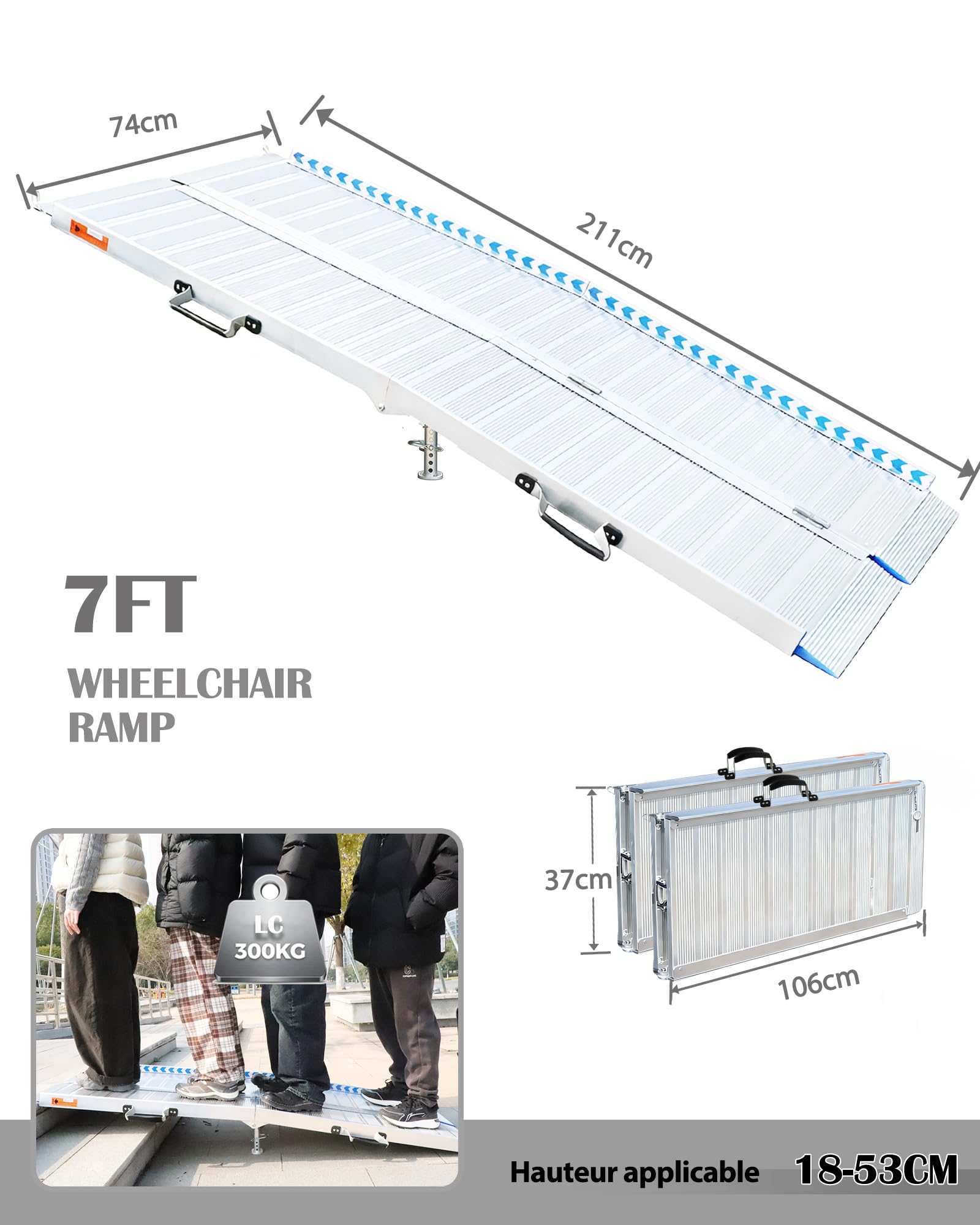 ANYBOY Rampe Escalier Extérieur 211CM, Aluminium | Charge 300kg