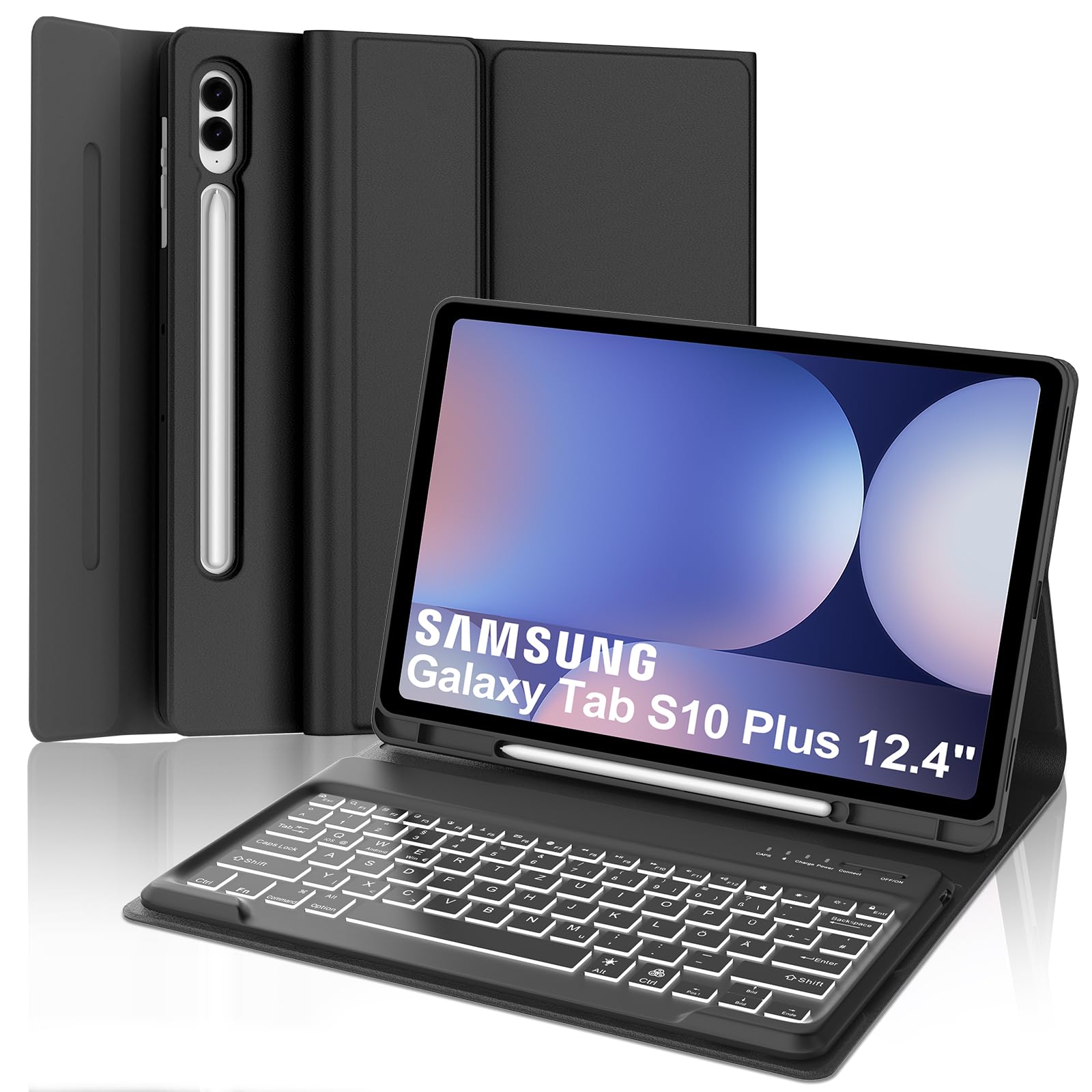Keyboard for Samsung Galaxy Tab S10+/S9FE+/S9+, 7-Colour Lighting