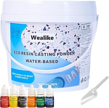Eco Resin Ceramic Plaster 3000G with 6PCS Pigments, for DIY Craft