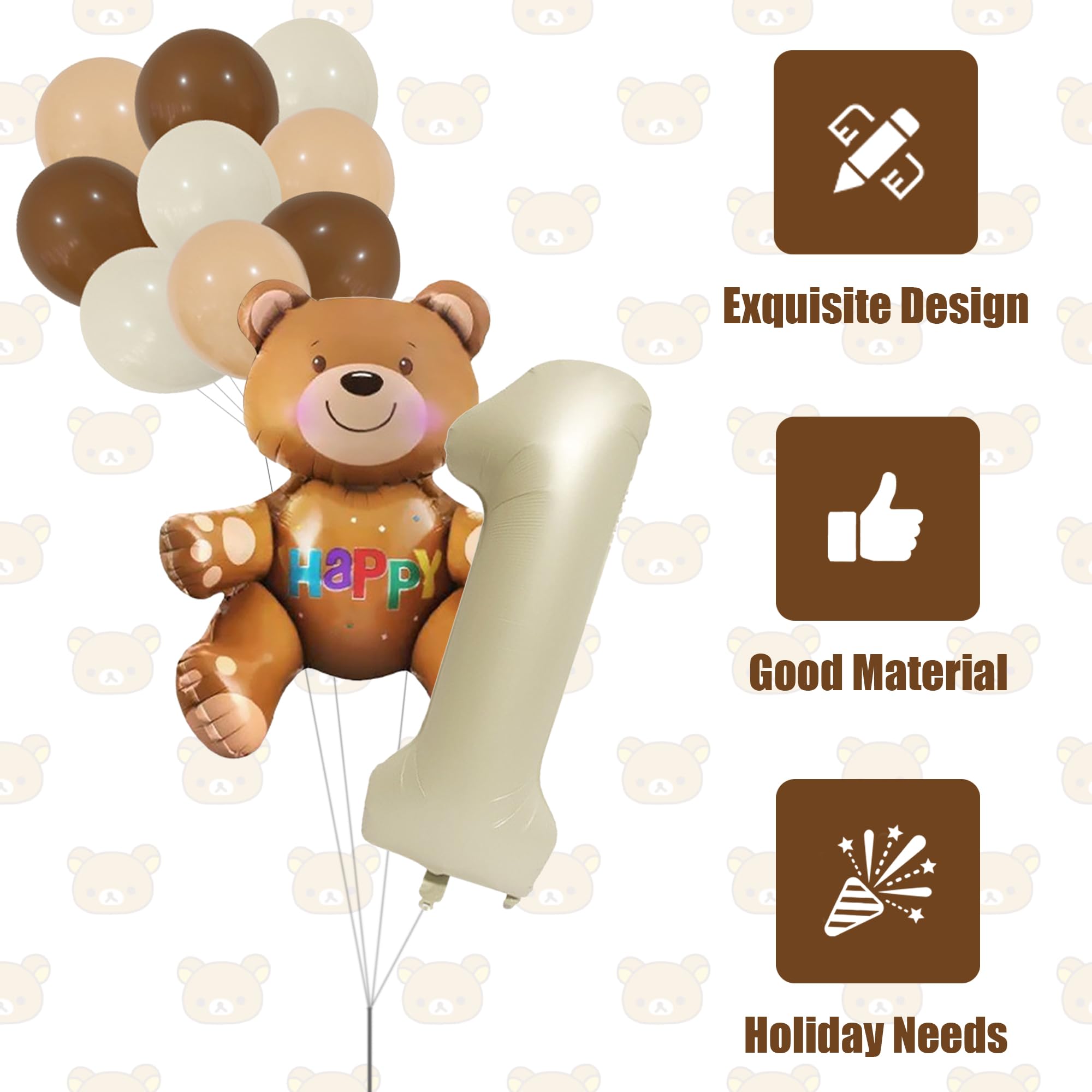 Amazon | クマの風船11個セット、40インチの1番目の数字バルーン