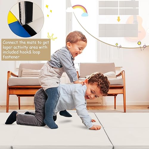 Miniatura 26 de Giantex Colchoneta de gimnasia de 6 x 2 pies, tapete plegable de 2 pulgadas de grosor con cierre de gancho y bucle, tapete de gimnasio plegable