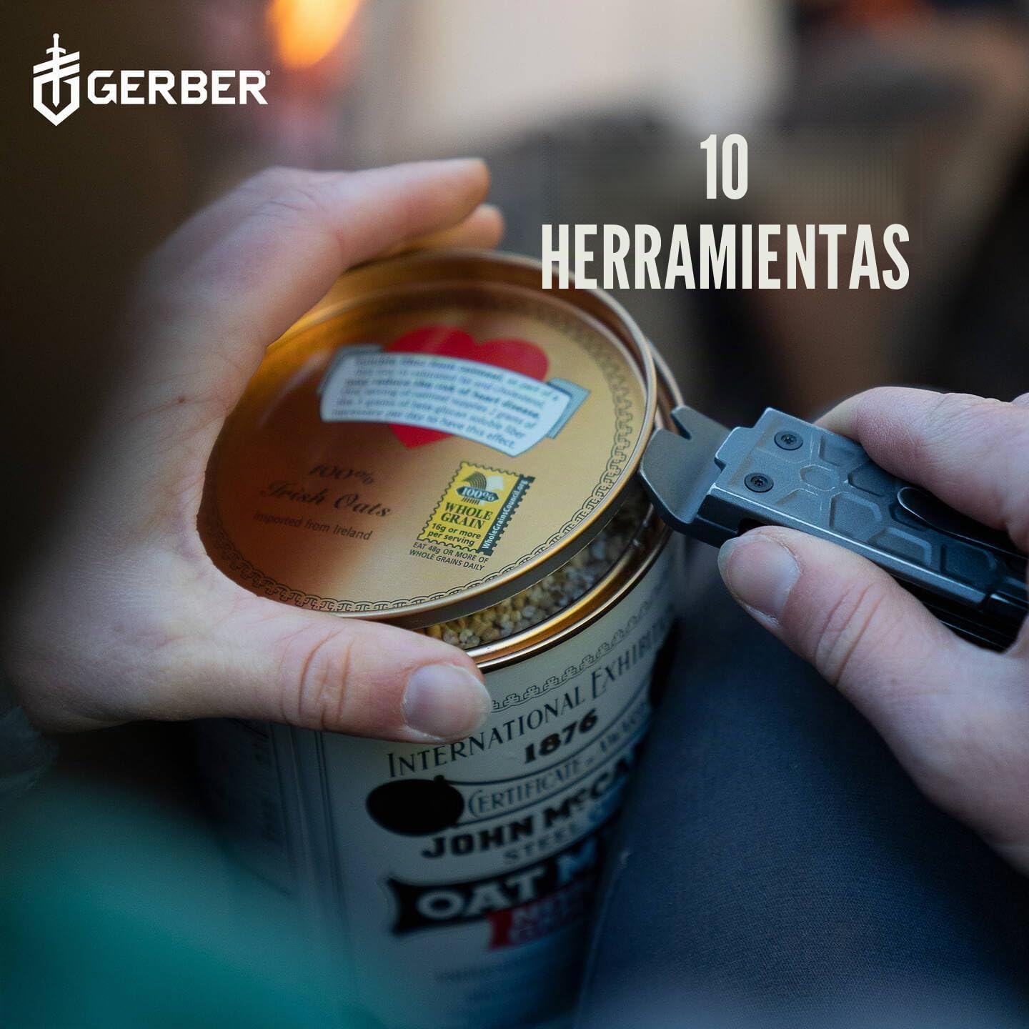 Gerber Herramienta multifunción con 10 funciones, Cuchillo de hoja lisa, LockDown Pry, Aluminio/5Cr15MoV, Gris, 31-003706