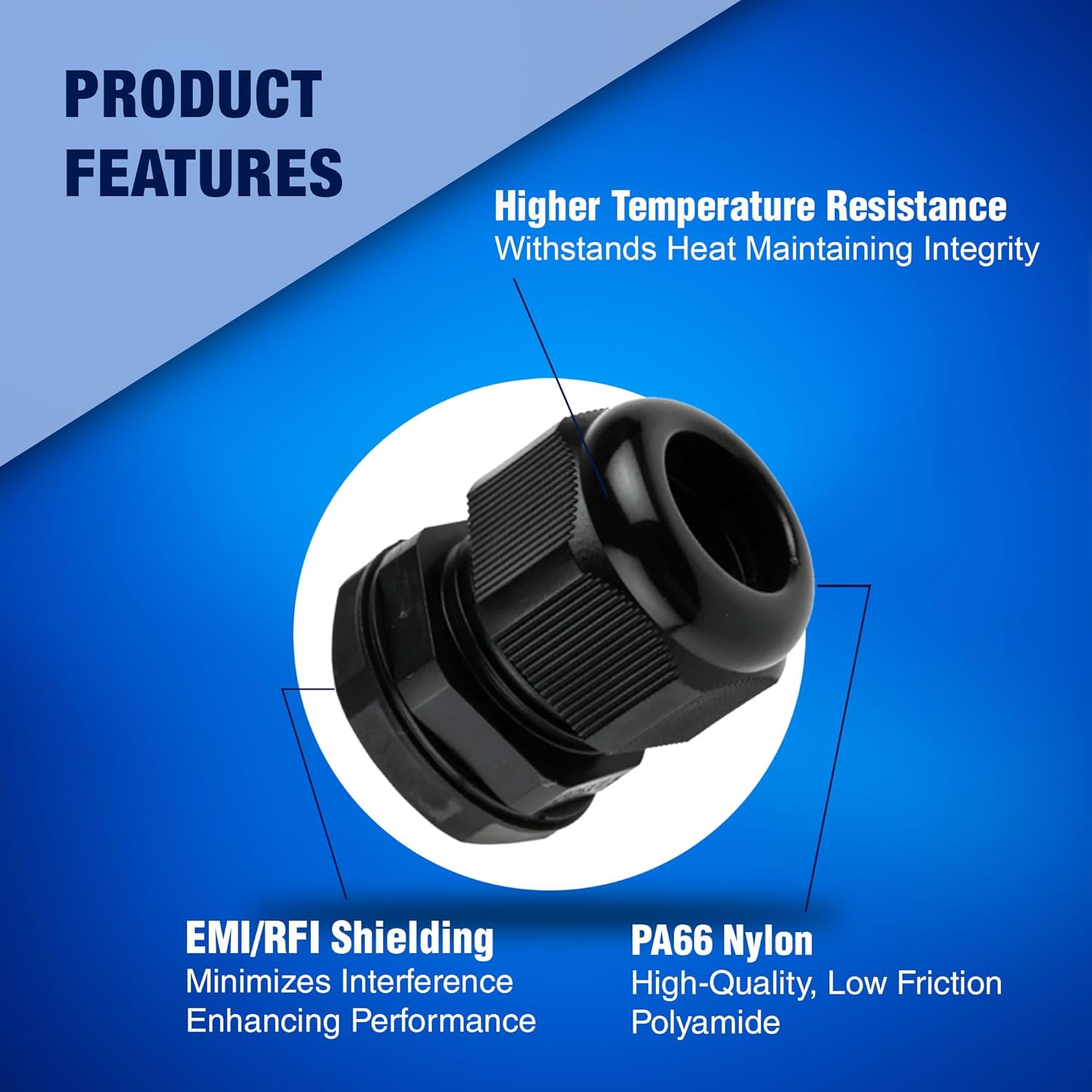 New Age America® 50pcs PG Cable Glands Kit KableLock™ | PG7 - PG19 | Black | Nylon Cord Grip Strain Relief | Adjustable Locknut Cable Connectors | IP68 Waterproof | PG7, PG9, PG11, PG13.5, PG16, PG19