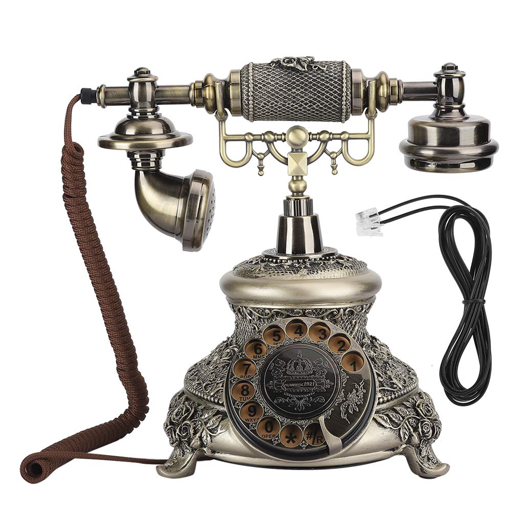 Teléfono Retro Teléfono Antiguo de línea Fija de la Vendimia Placa giratoria clásica Dial Teléfono de rotación para el hogar