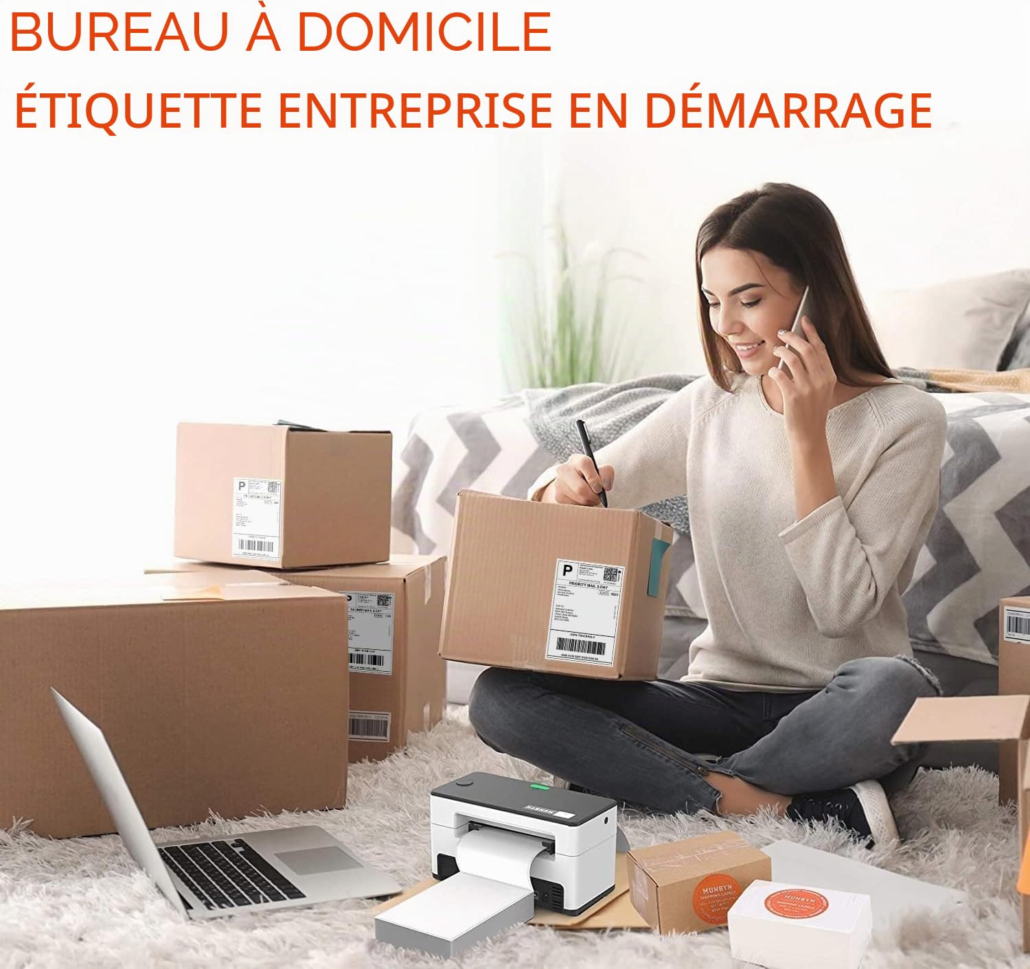 MUNBYN Etiquette Thermique 500Pack Étiquettes d'expédition Thermiques 4XL - Etiquettes Autocollantes 10 x 15 cm, Résistant aux rayures, à l'eau, à la saleté, à la poussière et à la graisse, Blanc