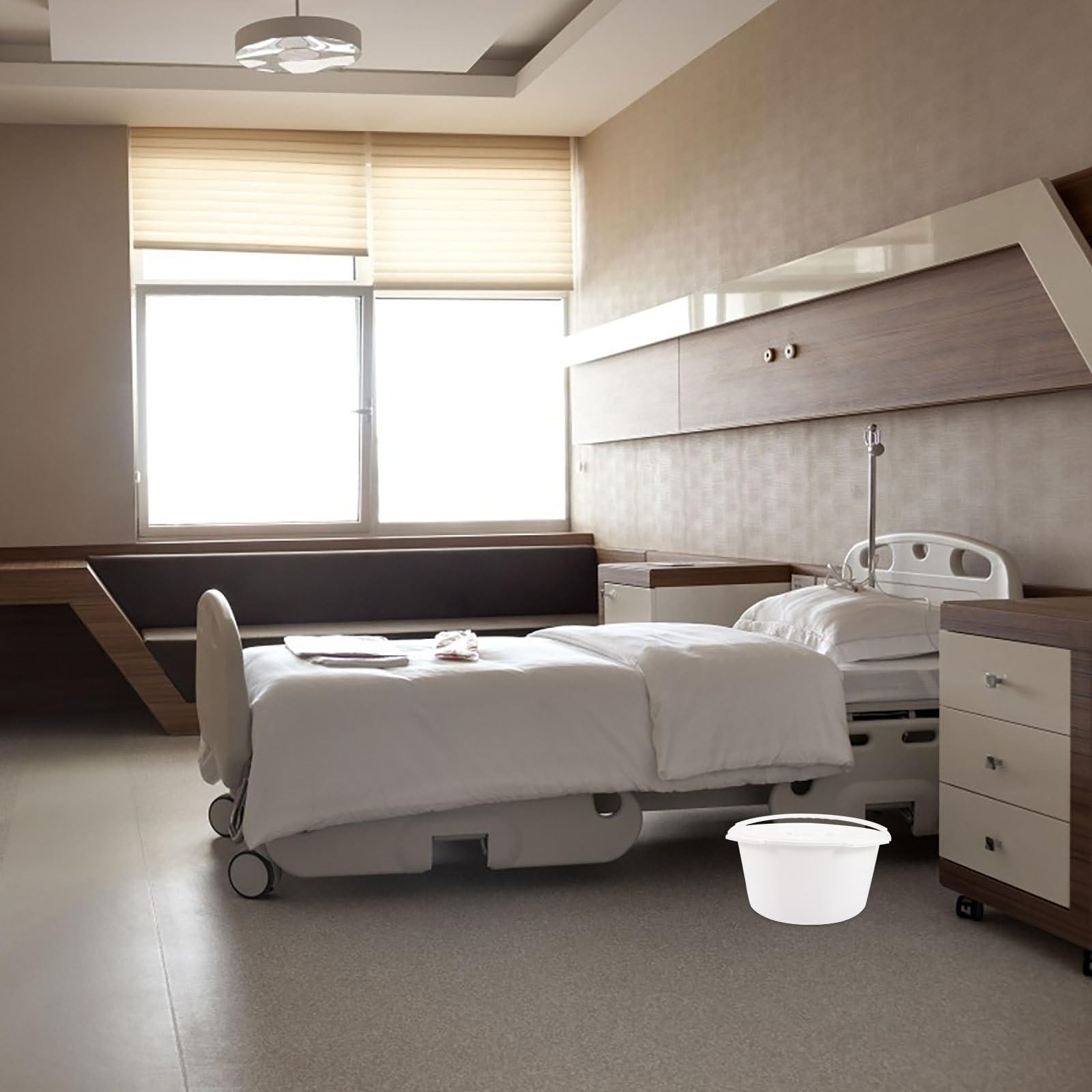 LABRIMP Cubo para Silla Orinal con Tapa y Material PP Engrosado, Diseño para Ancianos y Personas con Movilidad Reducida, Uso en Hospital y Camas