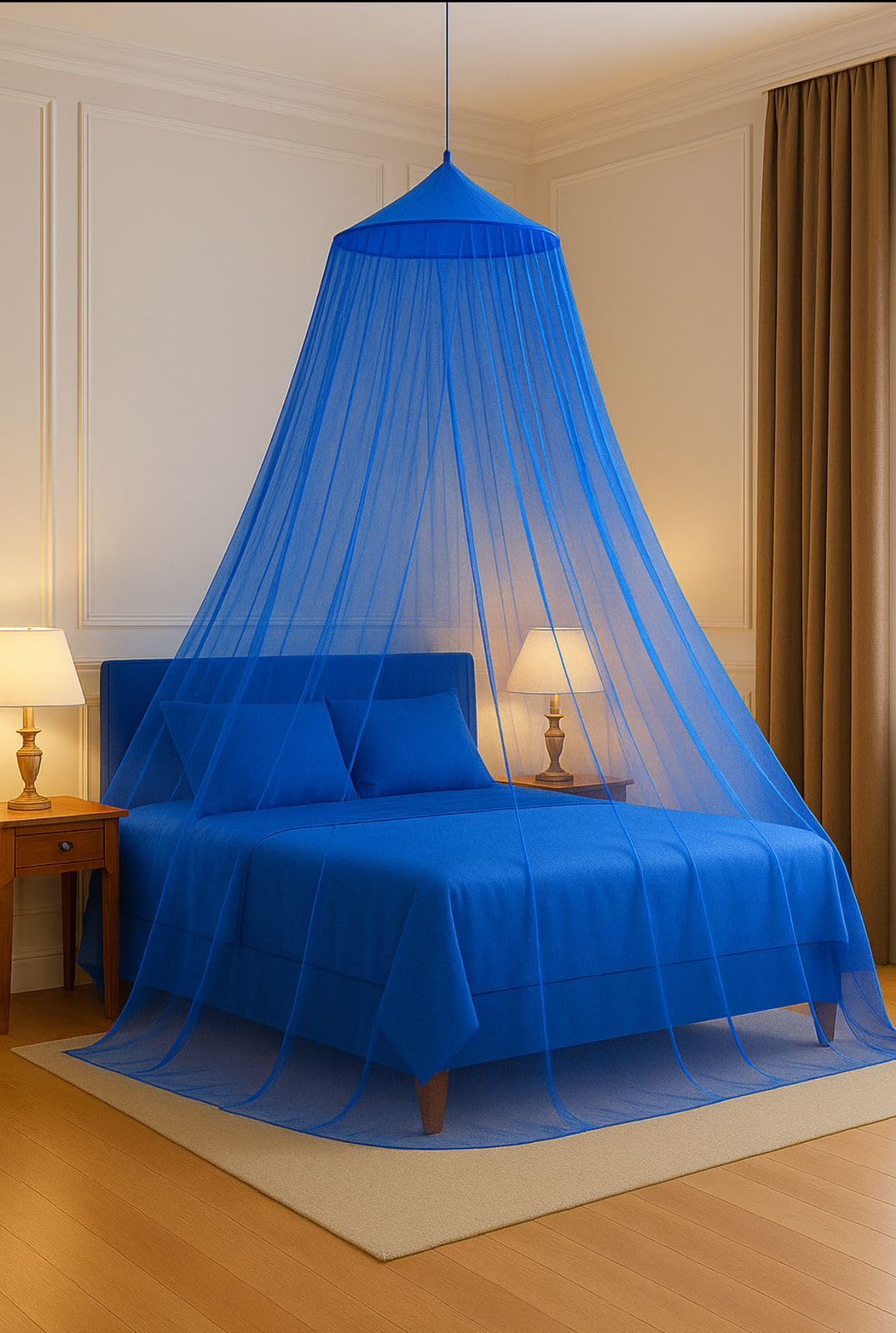Mosquito Net Canopy, Dome Style, Hanging Bed Netting for Double Bed (Blue)-picture-13