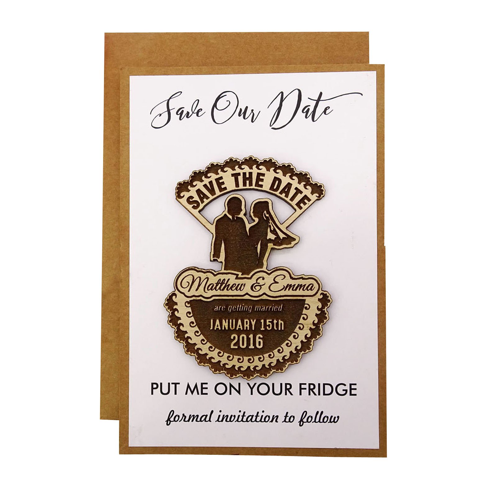Magnet mariage bois personnalisé avec gravure artisanale haut de gamme
