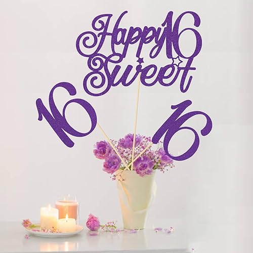 Miniatura 4 de 12 palitos de centro de mesa Happy Sweet 16 para decoración de cumpleaños de 16 años, centros de mesa para mesas, divertidos suministros de fiesta