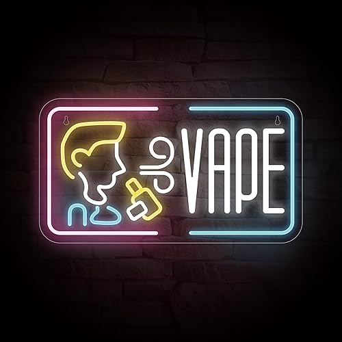 Señal de neón LED Vape, 16.9 x 5.9 pulgadas, brillante LED Vape Sign por USB con interruptor de encendidoapagado, con cadena colgante, para pub,
