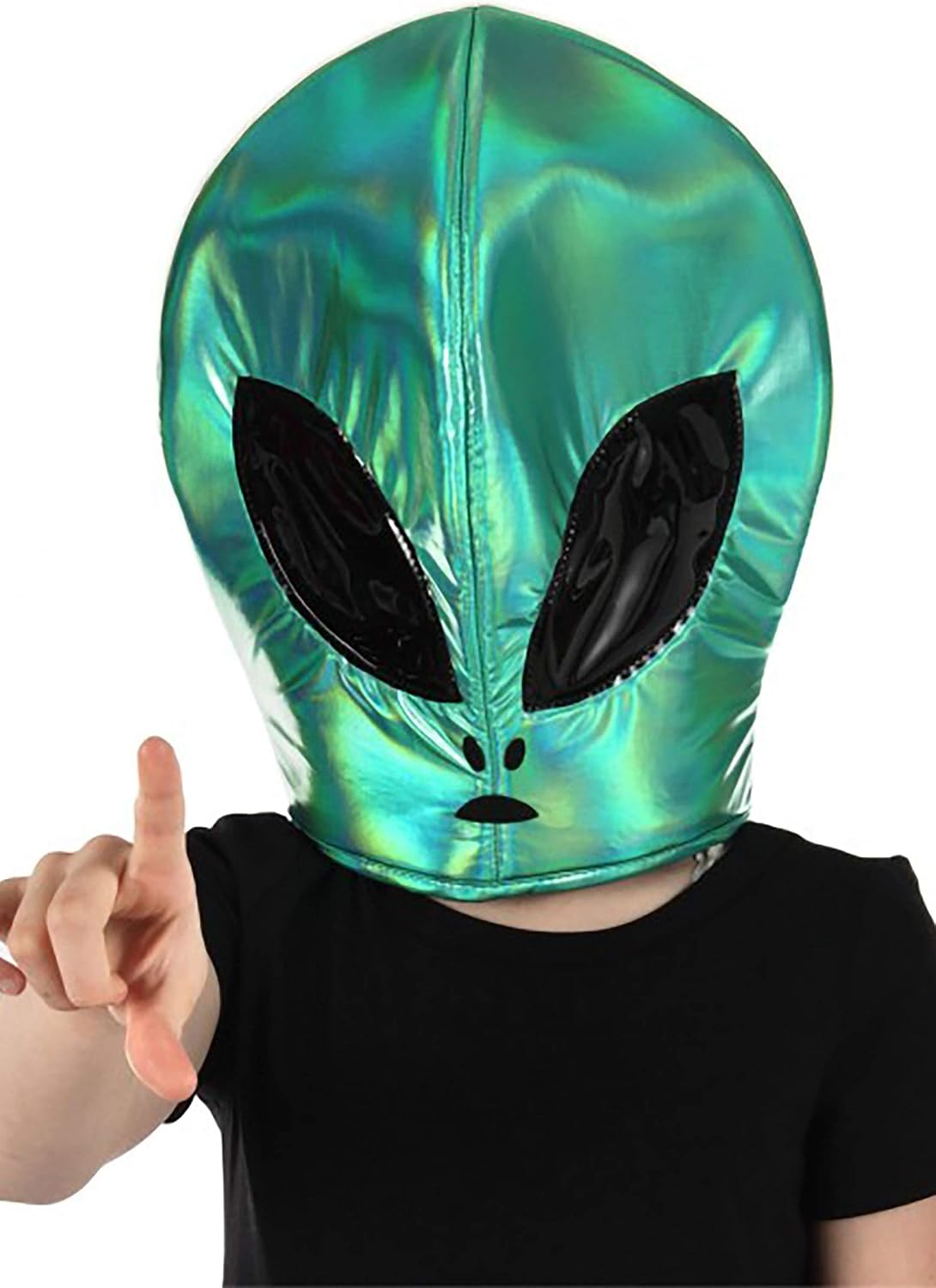 Alien Plush Costume Hat/Mask with Tinted Eyes and Adjustable Fit