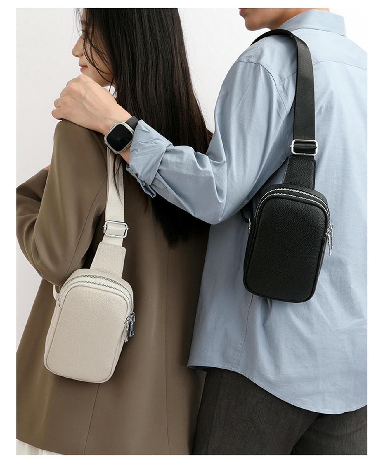 Bum Bag stylowa i codzienna torba crossbody dla mężczyzn i kobiet, duża pojemność, modny telefon komórkowy - biały