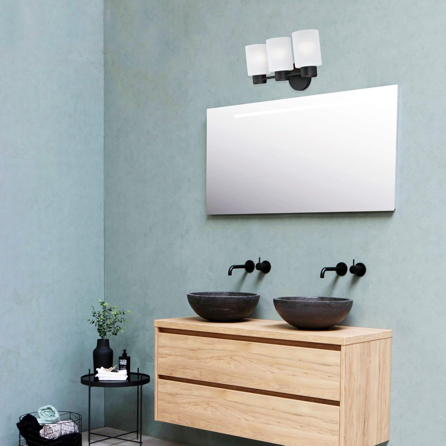 Bathroom Vanity Light fixtures, Wall Fixture, Vanity Sconce, Wall Sconce Light, Three Light Bathroom Vanity Light fixtures with Oil Rubbed Bronze Finish and Frosted Seeded Glass