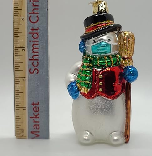 Miniatura 6 de Old World Christmas Adornos de muñeco de nieve con máscara facial Adornos soplados de vidrio para árbol de Navidad
