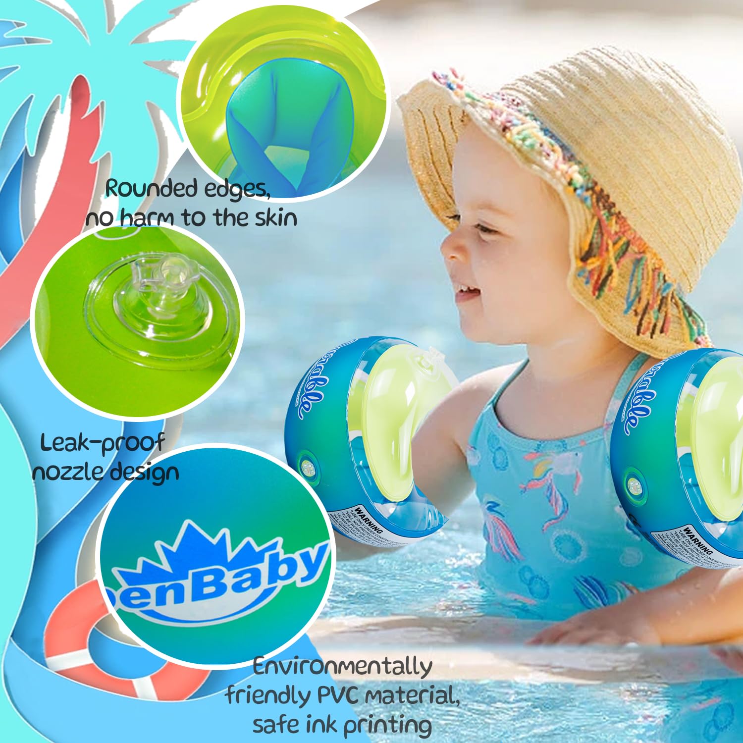 Braccioli Bambini 3-6 anni,Braccioli con 3 Airbag Indipendenti,Gonfiabile per Bambini con Stampa adatti a Bambini da 3 a 6 Anni Aiuto per il Nuoto | 10-30kg Dispositivo per Principianti
